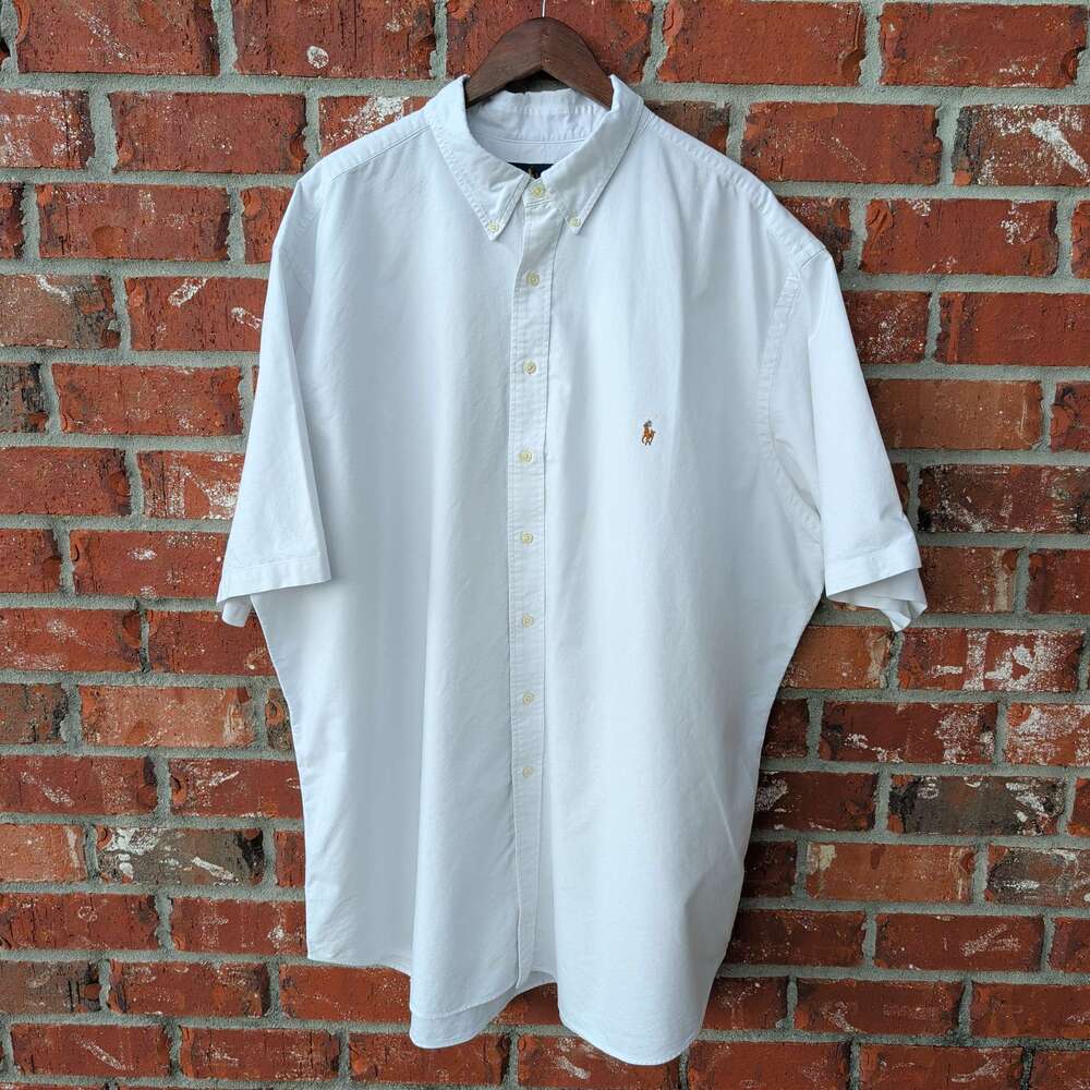 Ralph Lauren Oxford Shirt Mens 3XLT Tall White Short Sleeve Button Down